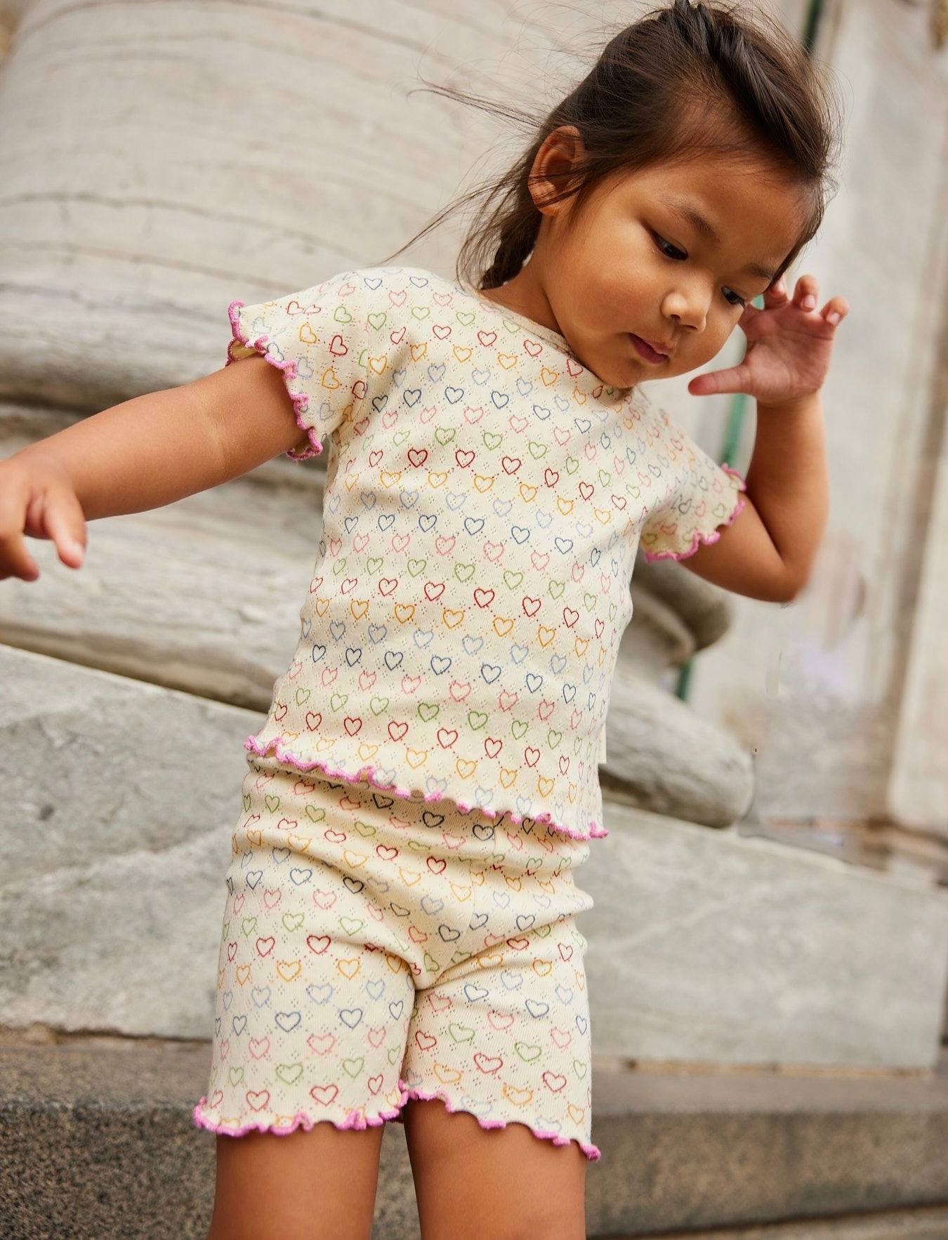 pointelle shorts - muti hearts mini