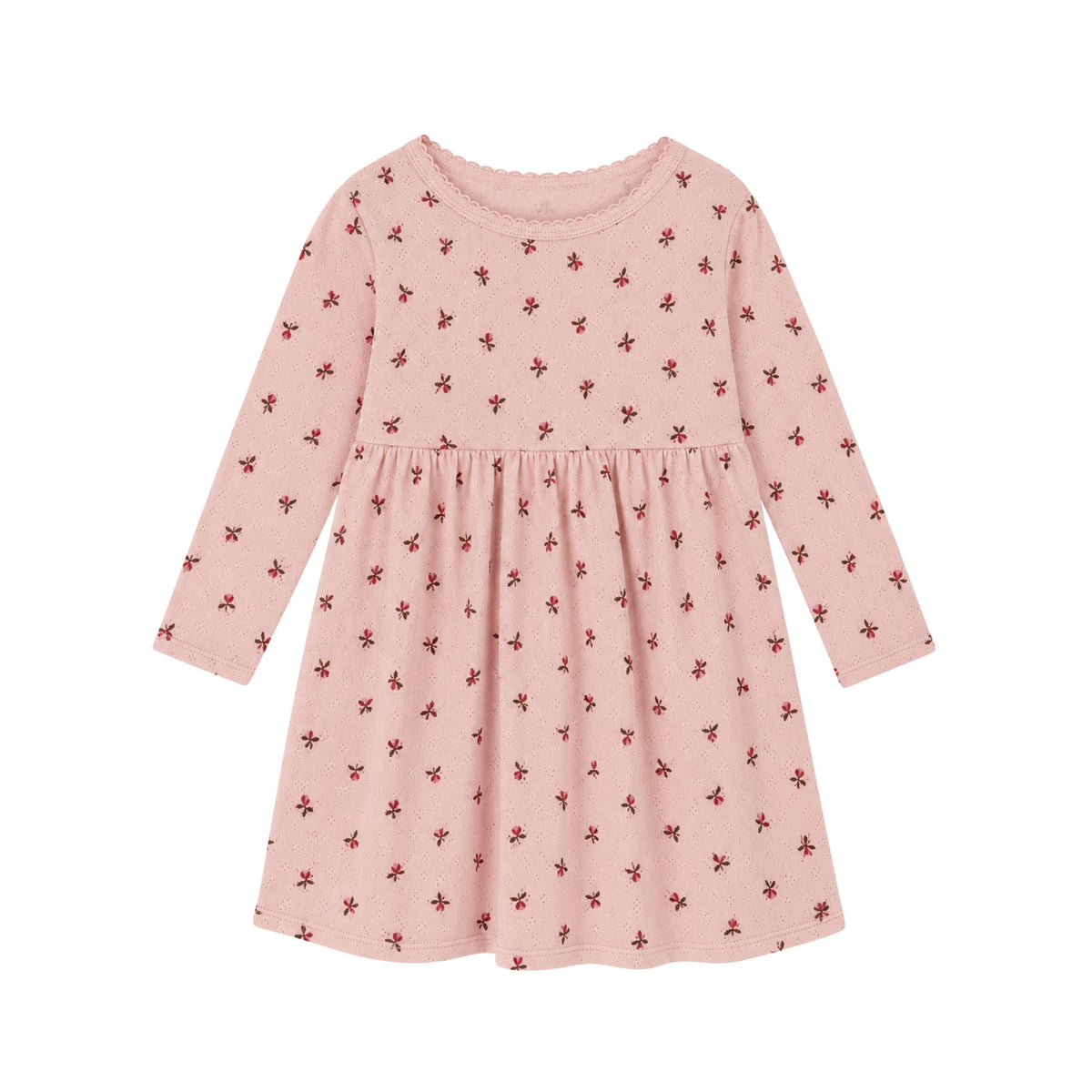 Pointelle LS dress - fluffy bell blush
