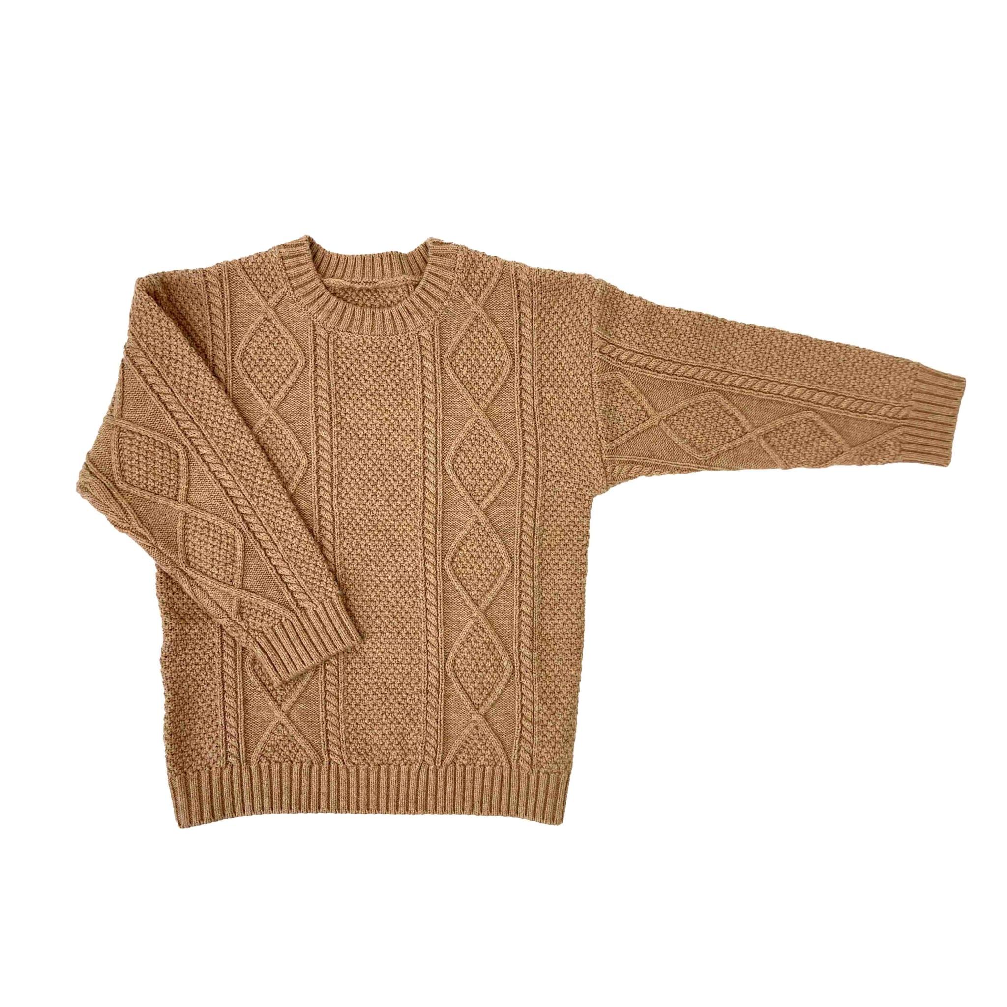 Angel sweater i kabelstrikket uldblanding - camel
