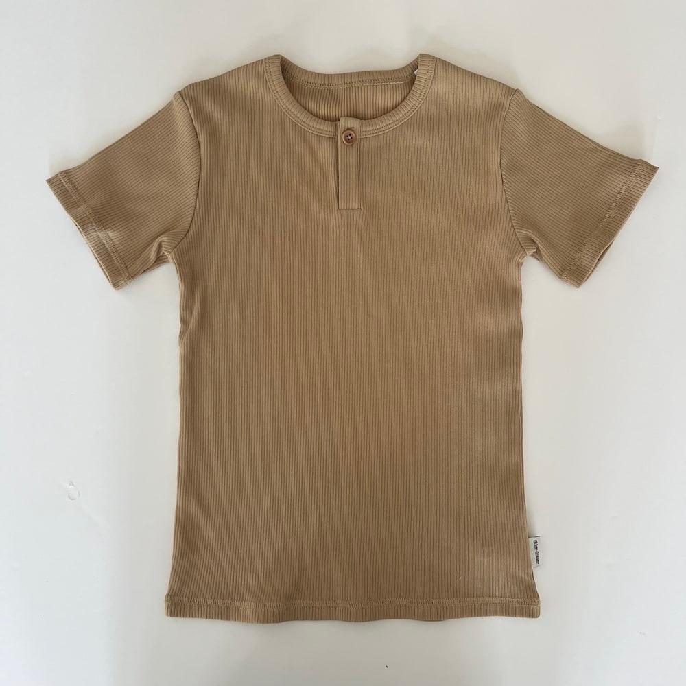 Rib t-shirt - camel & navy