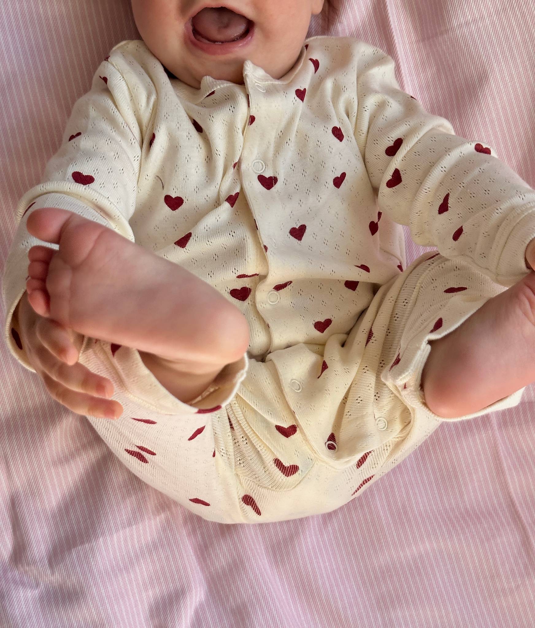 Pointelle onesie - love hearts