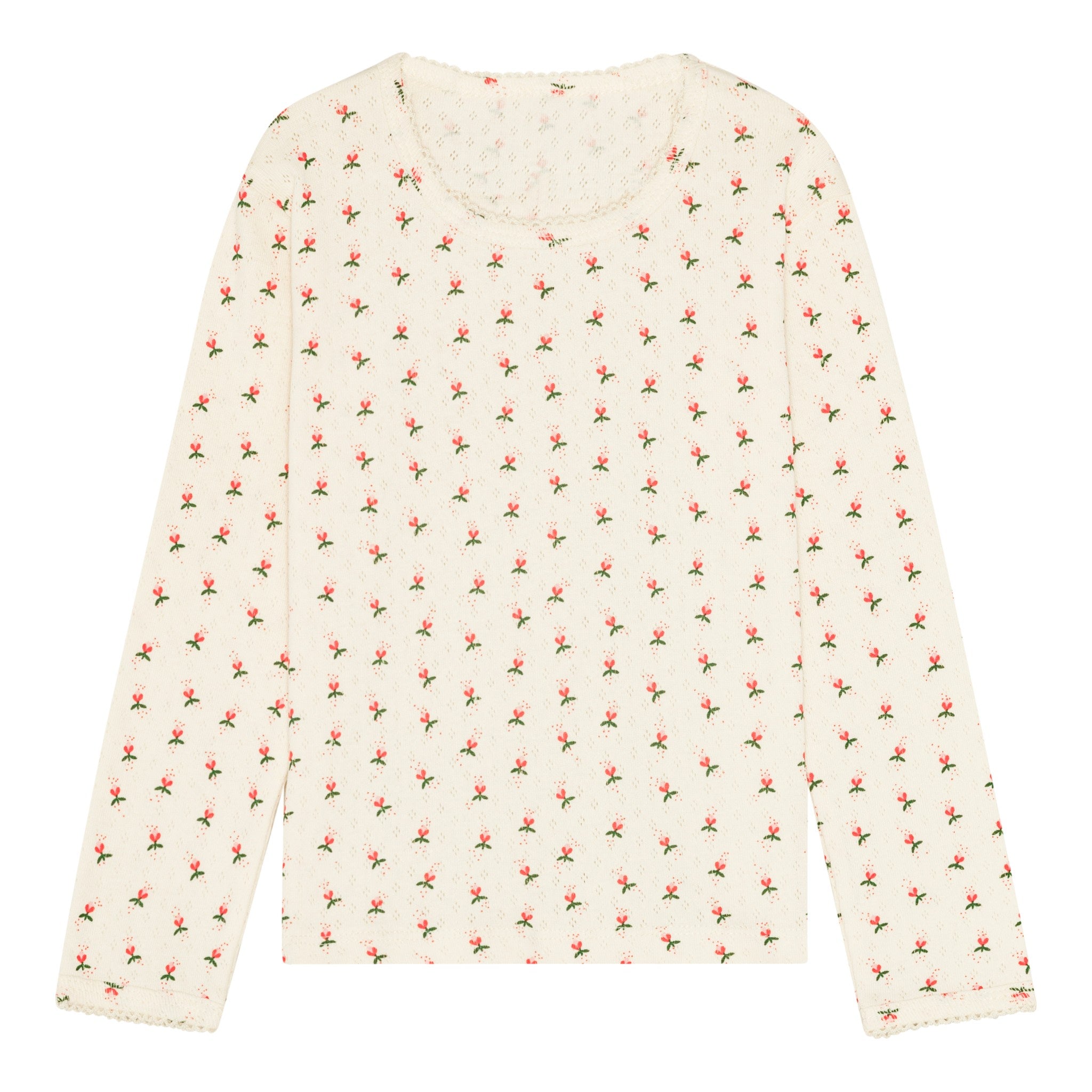 Pointelle bluse - fluffy bell red