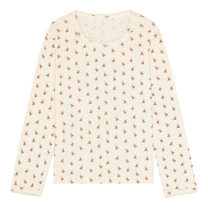 Pointelle bluse - fluffy bell red