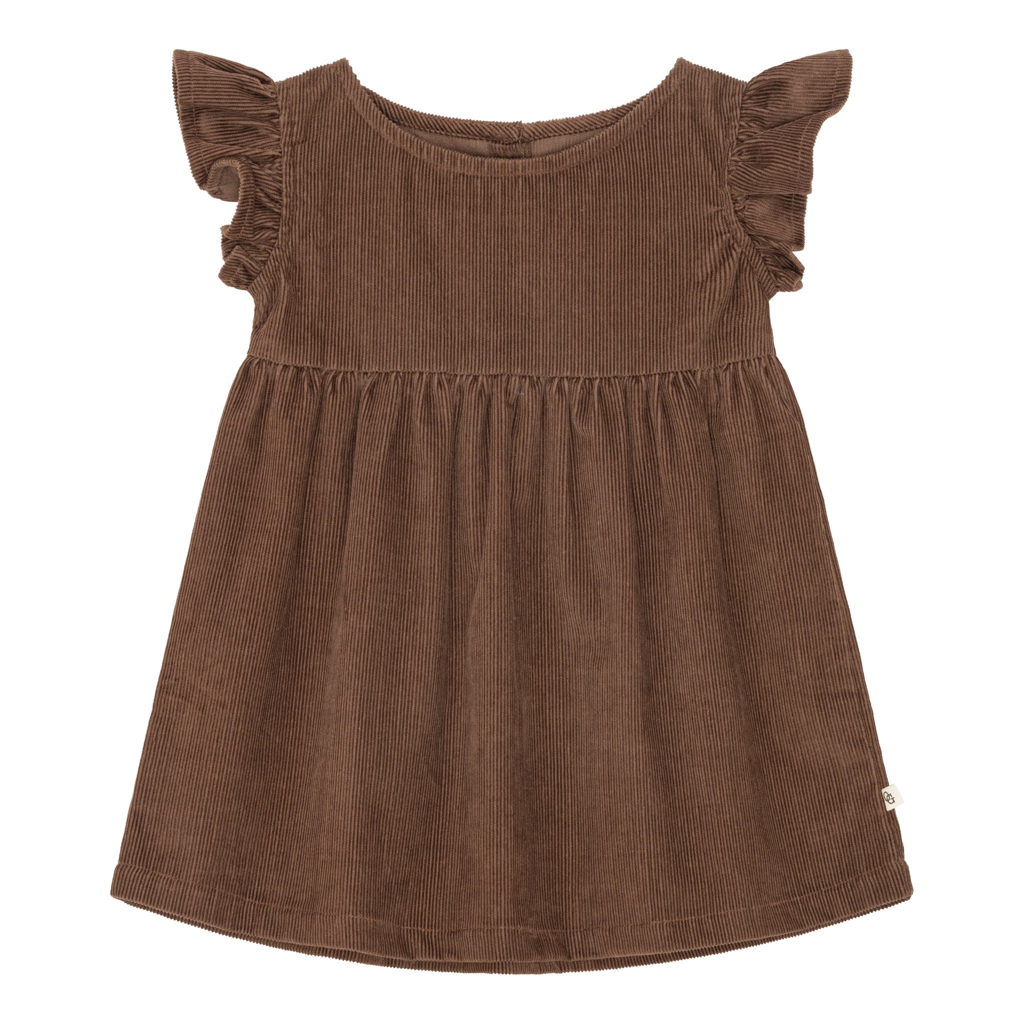 Fløjlskjole med flæser - chocolate brown