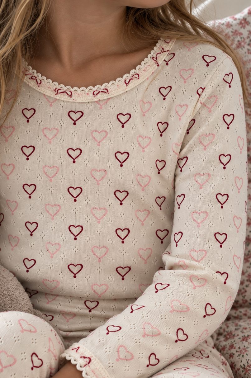 Pointelle bluse - multi love hearts
