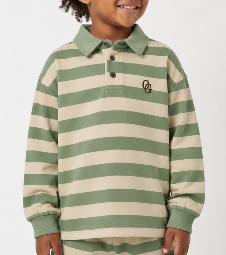 rugby bluse - green stripe