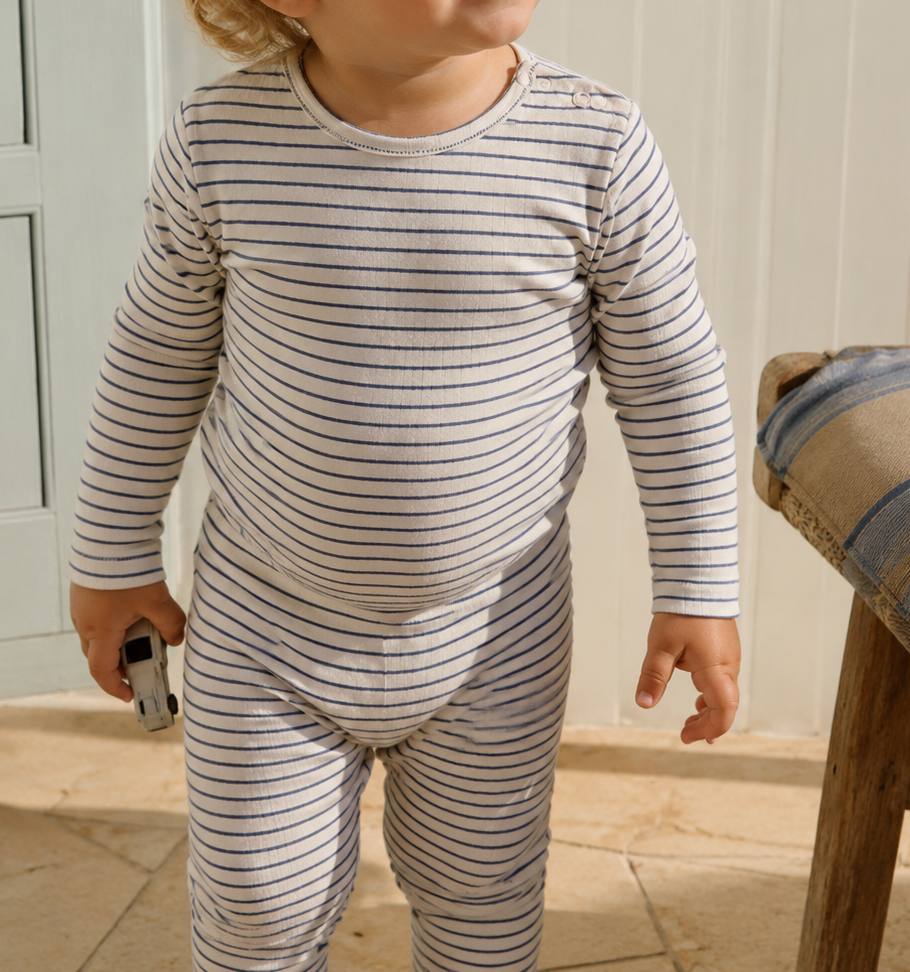rib leggings - navy stripes