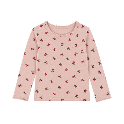 Pointelle LS bluse - fluffy bell blush