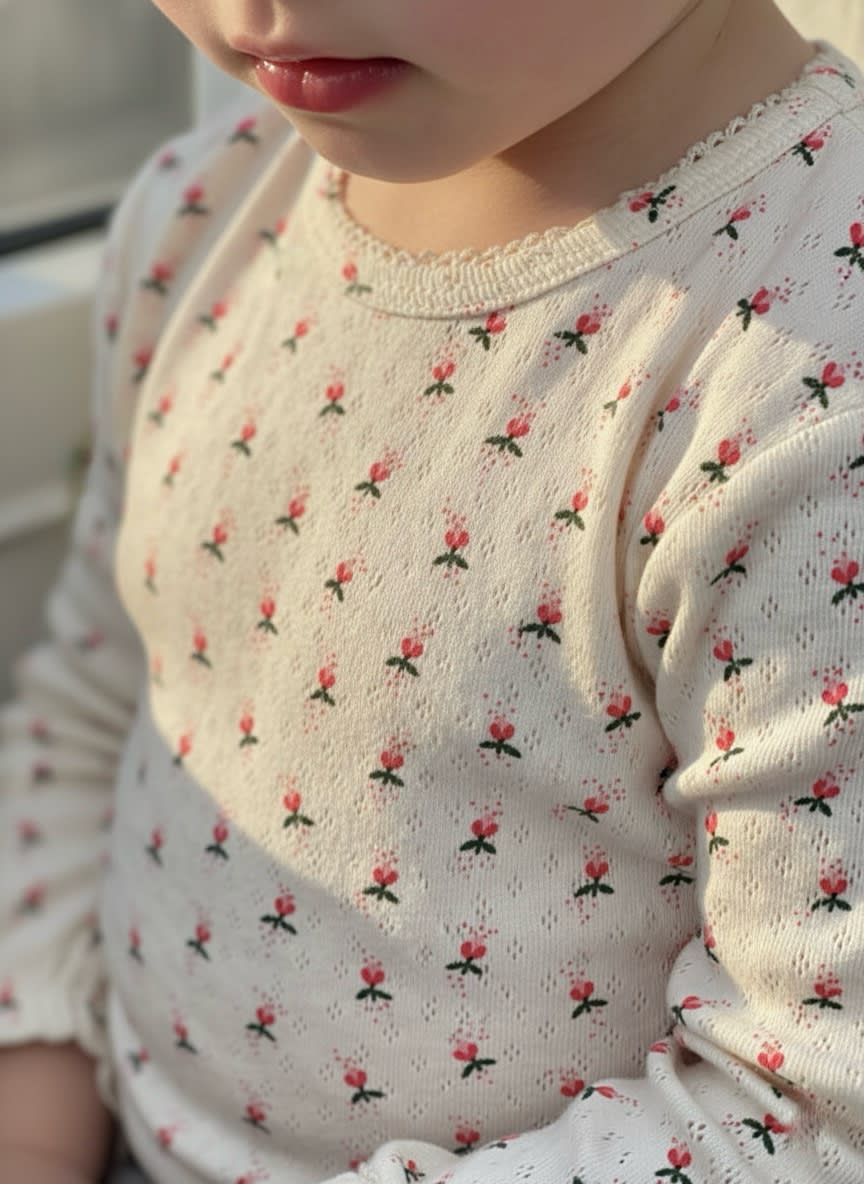 Pointelle bluse - fluffy bell red