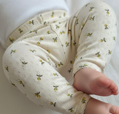 Pointelle leggings - fluffy bell honey