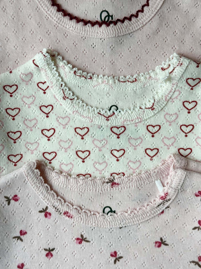 Pointelle body - multi love hearts