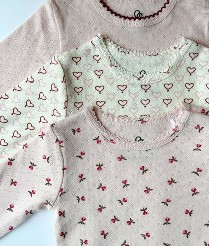 Pointelle body - multi love hearts