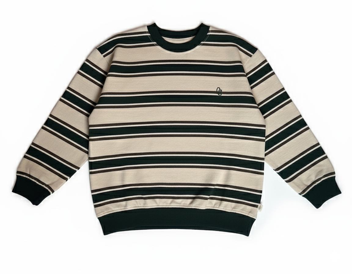 Sweatshirt - green rugby stripes