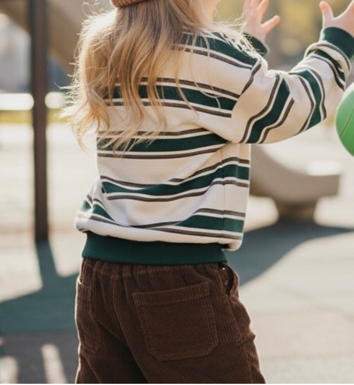 Sweatshirt - green rugby stripes