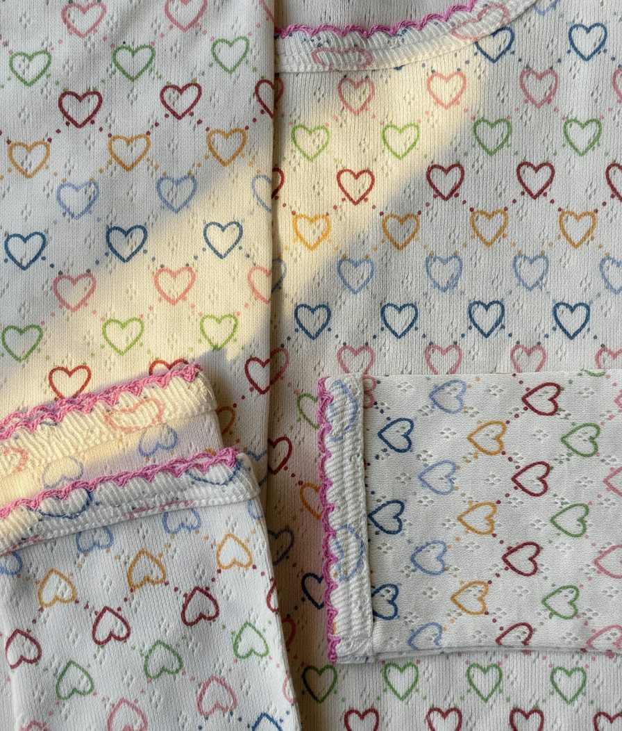 pointelle leggings - multi hearts mini