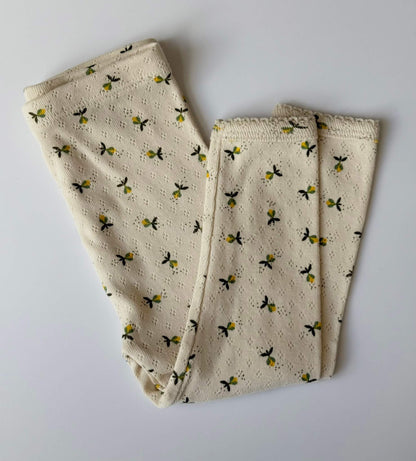 pointelle leggings - fluffy bell honey