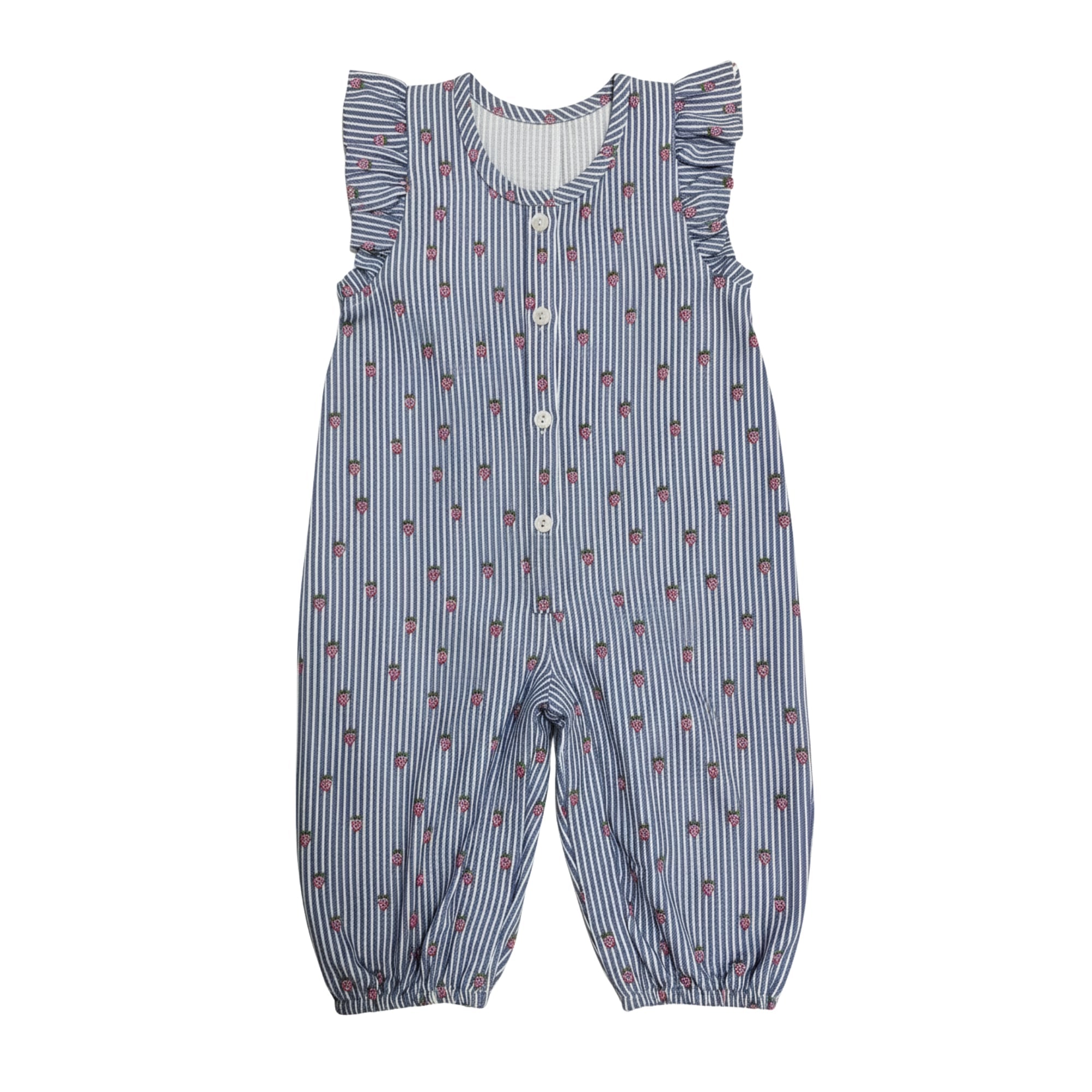 Mælkedreng overalls med flæser - strawberry