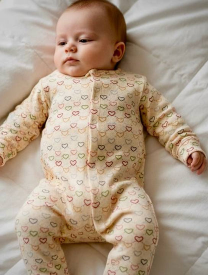 pointelle onesie - multi hearts mini