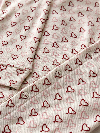Pointelle bluse - multi love hearts
