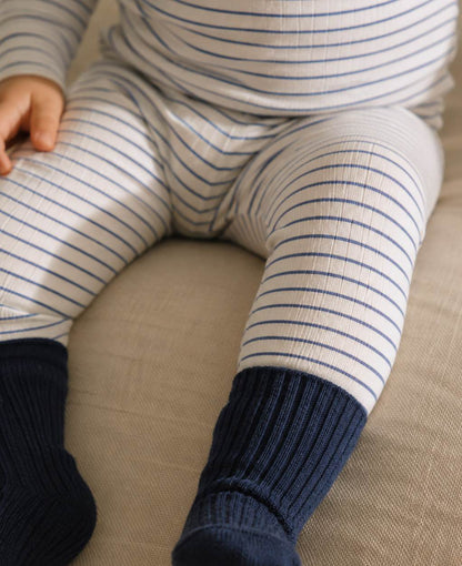 rib leggings - navy stripes