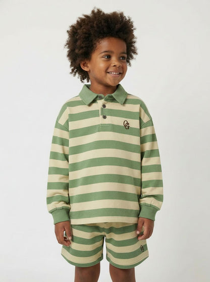 rugby bluse - green stripe
