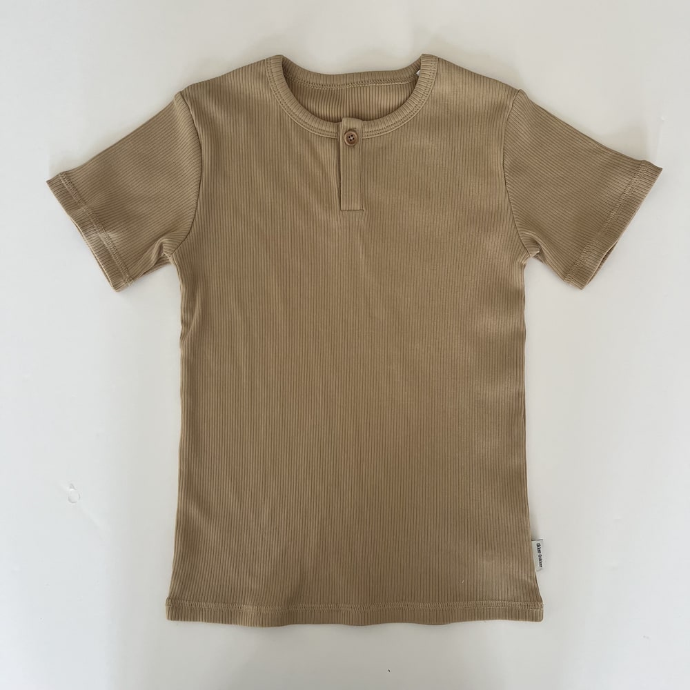 Rib t-shirt - camel & navy