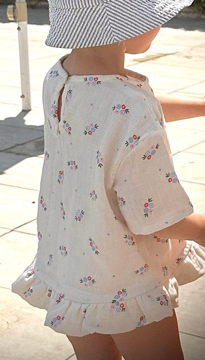 Muslin top - blue floral