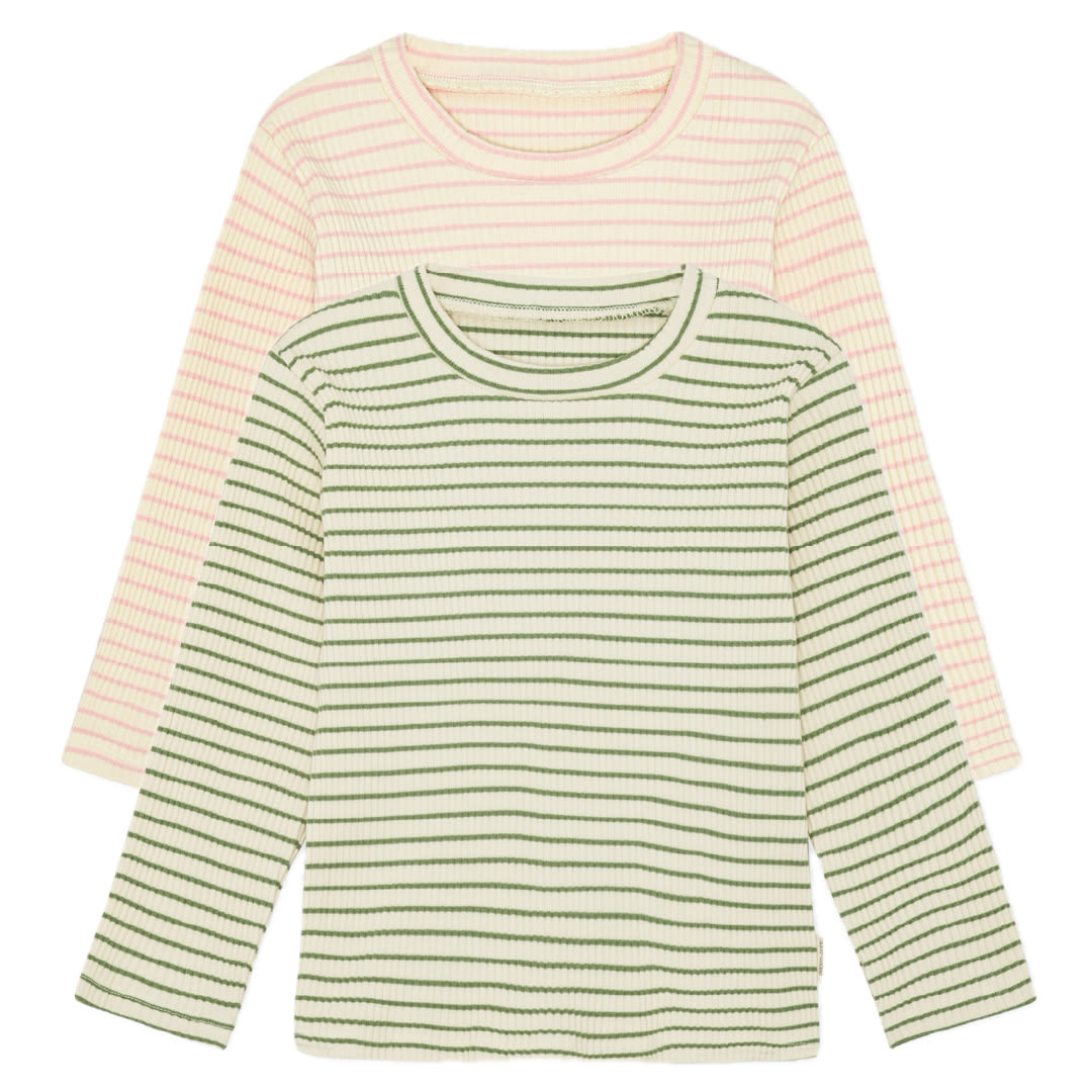 chunky rib bluse - artichoke eller rosey stripes