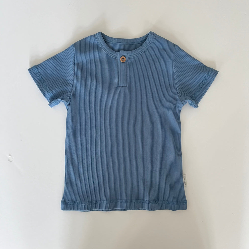 Rib t-shirt - camel & navy
