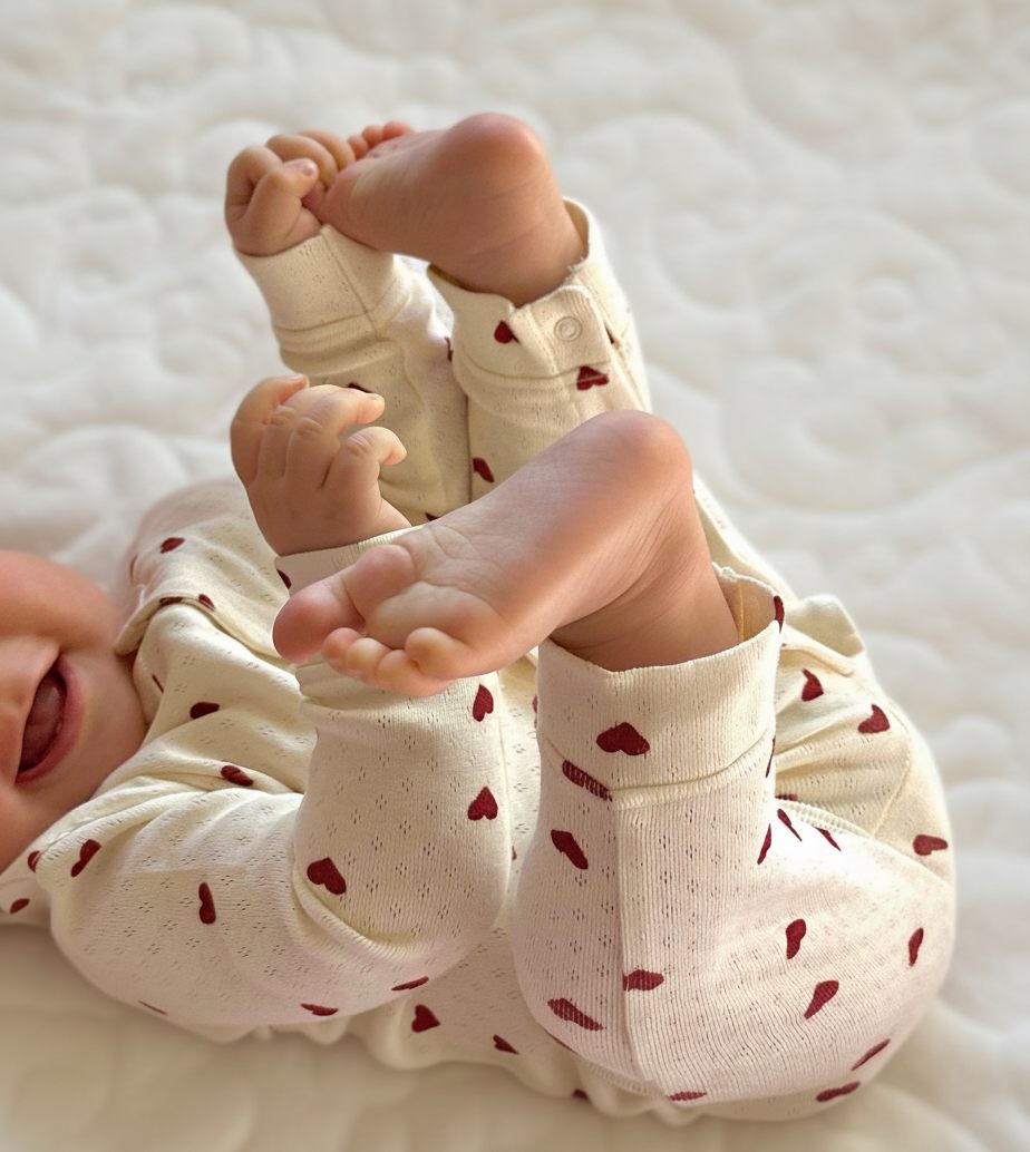 Pointelle onesie - love hearts