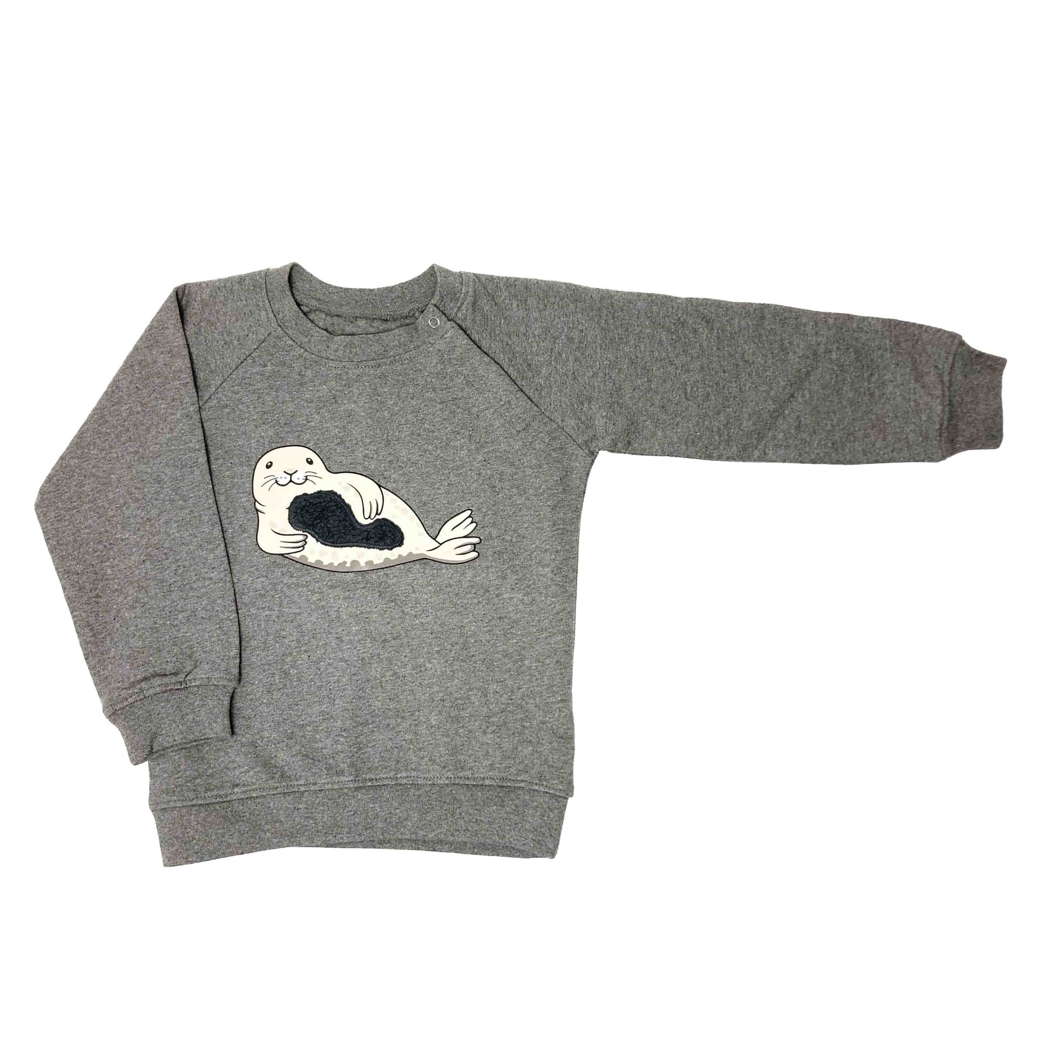 Louie sweat bluse med sæl og knaplukning - gray melange