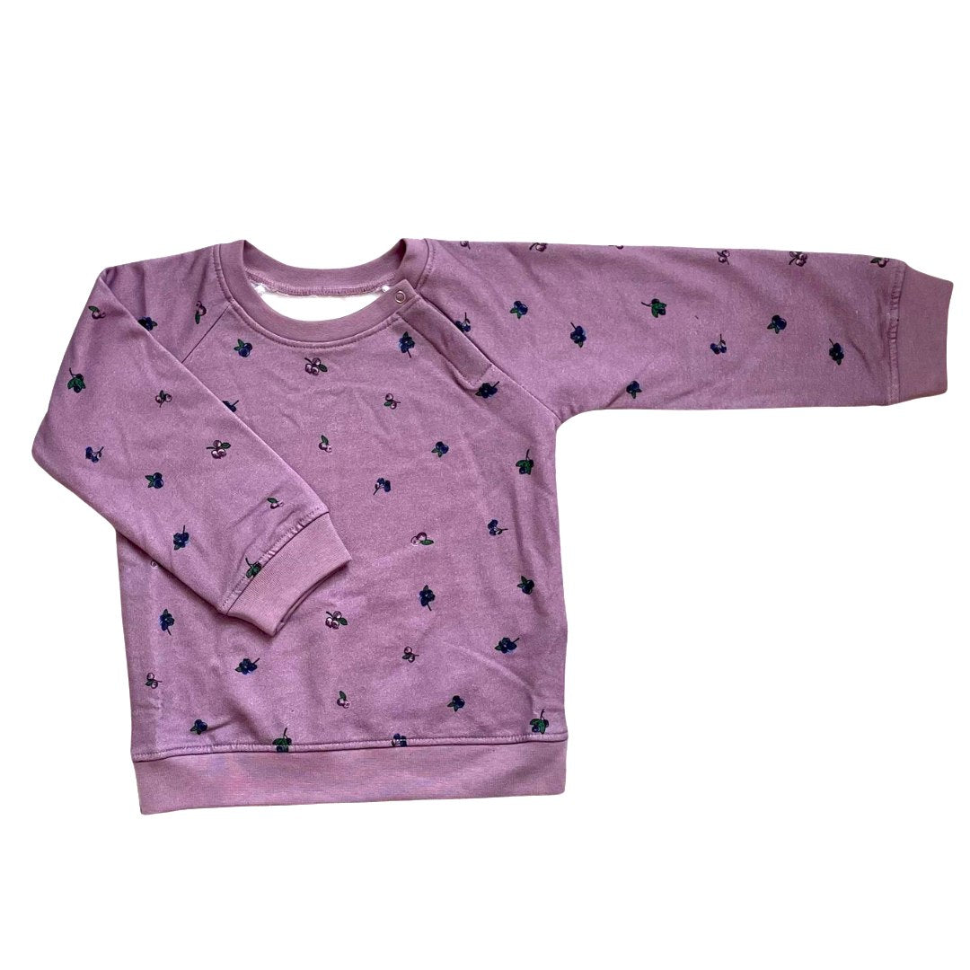 Molly sweat bluse med knapåbning - blueberry