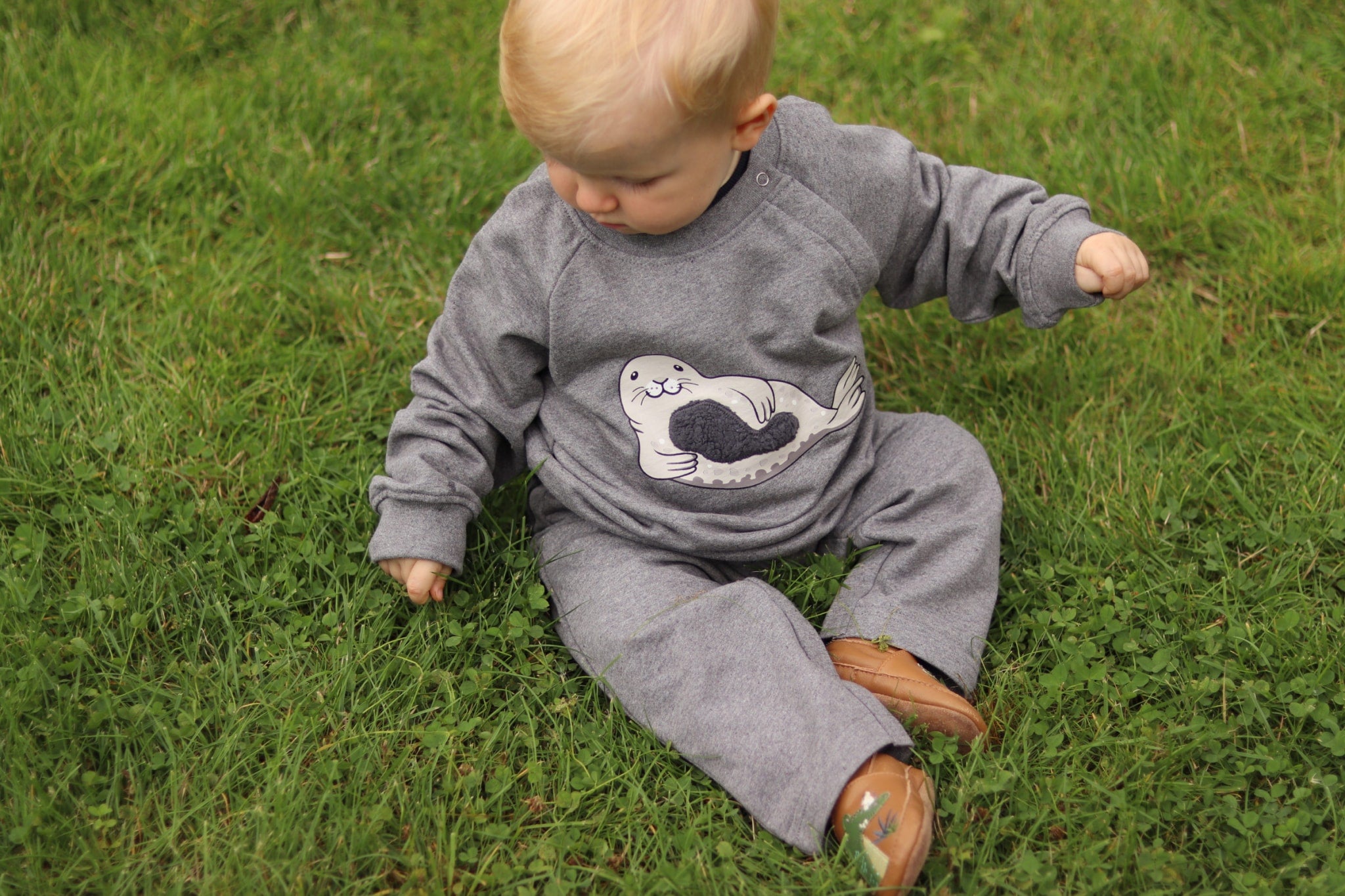 Luka sweat bukser med teddy bagpå - grey melange